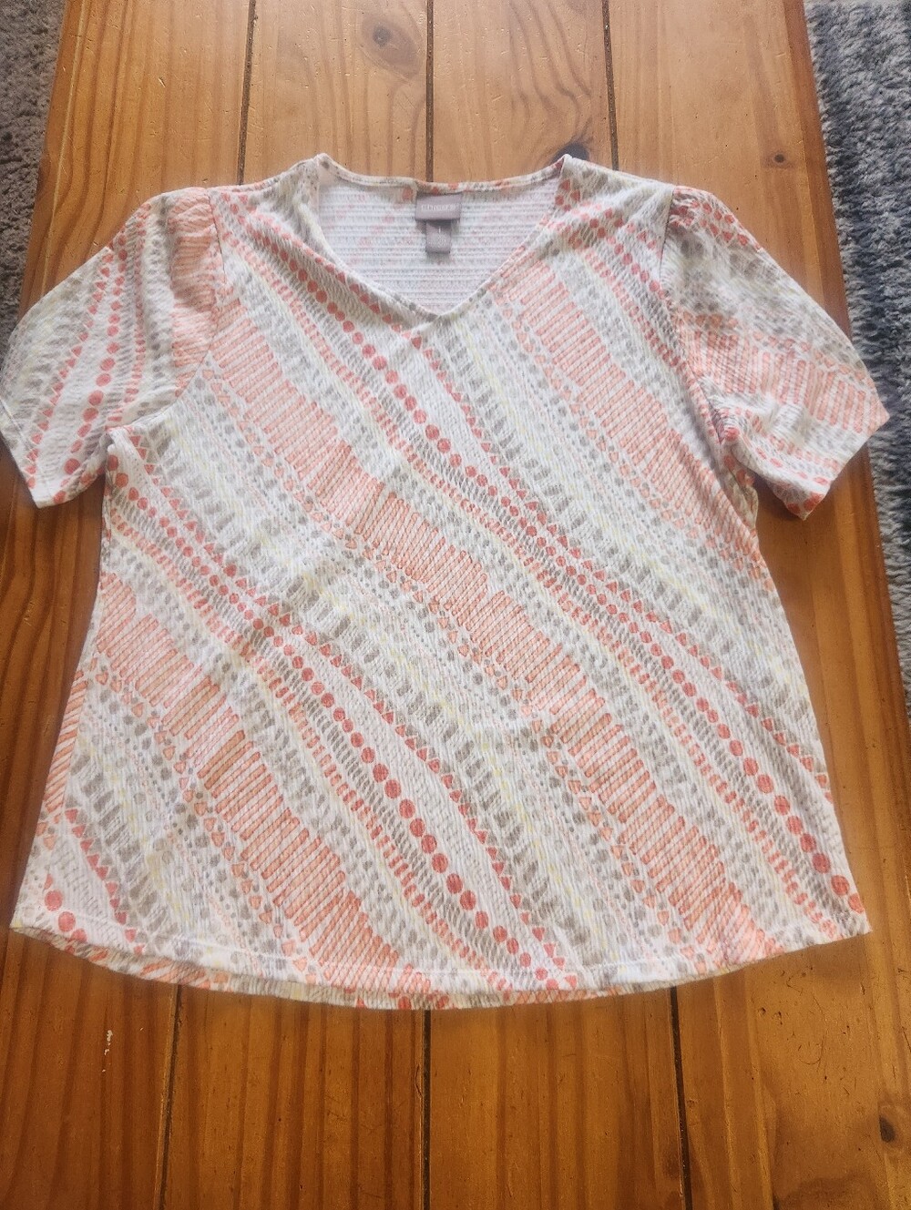 Chico's Patterned Top Multi Color Size 1 (Medium)